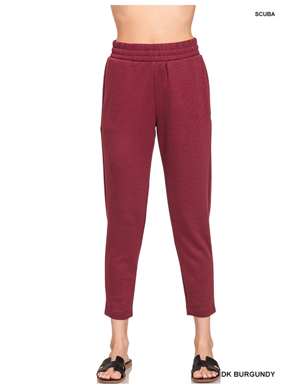 Zenana Outfitters Dark Burgundy Scuba comfy pant